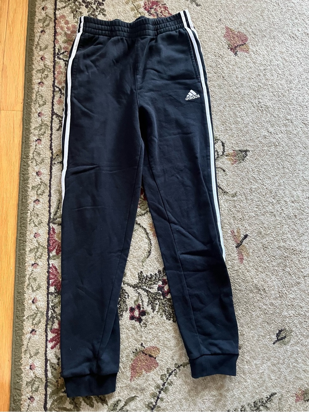adidas Black Jogger Sweatpants with White Stripes